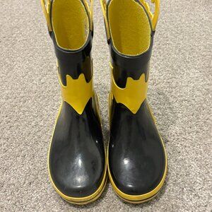 Kids Batman Rain Mud Boots, black and yellow, C9-10